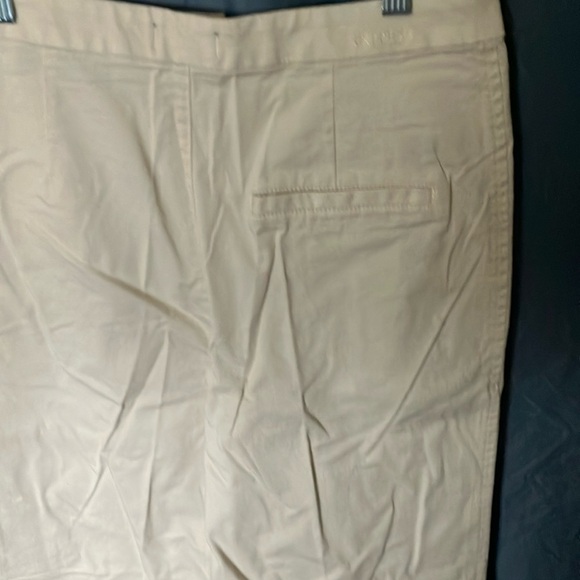 Express: Light Khaki Cropped Wide Leg High Rise Pants-98% Cotton/2% Spandex- 4 - Picture 10 of 16